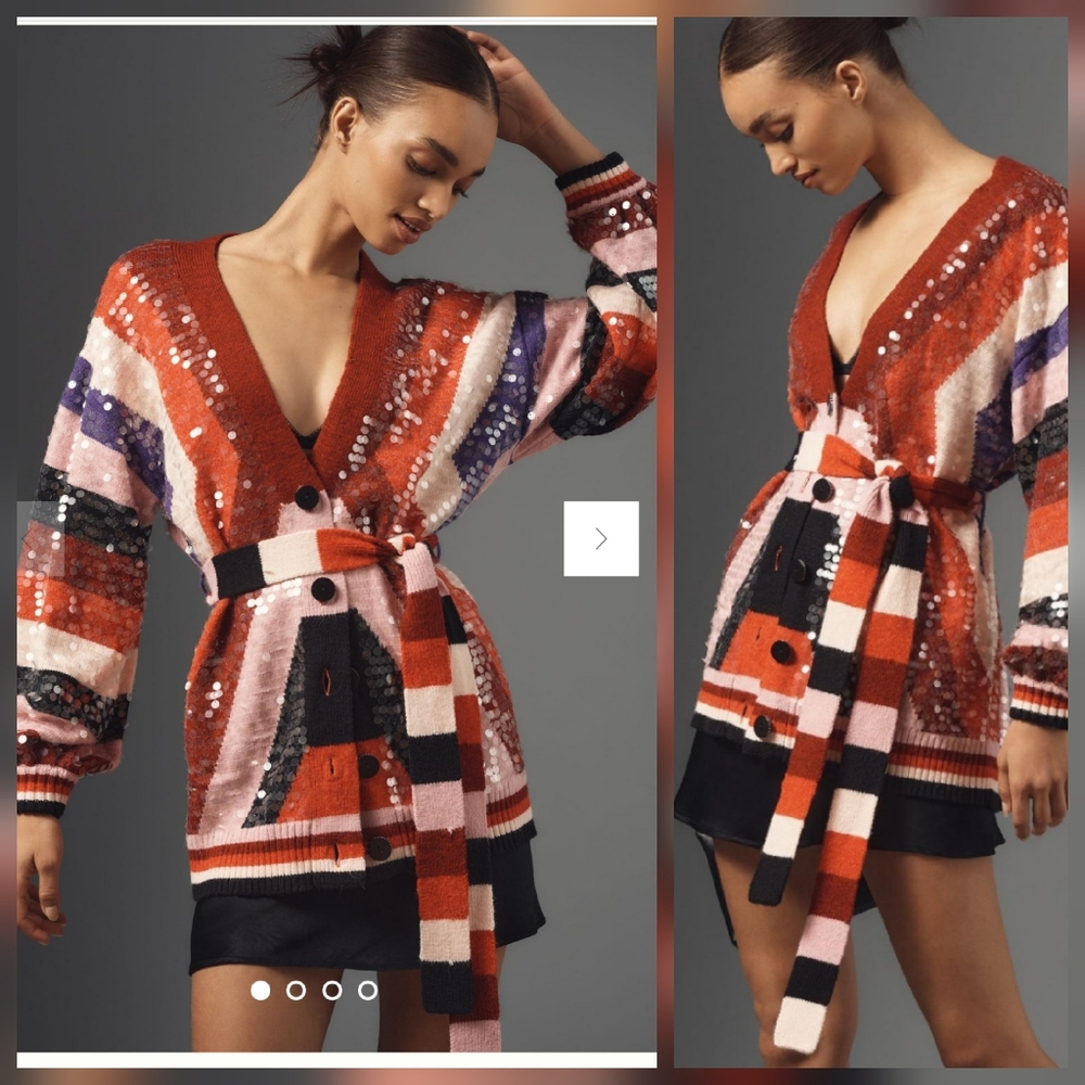 FARM Rio Colorful Sequin Knit Cardigan